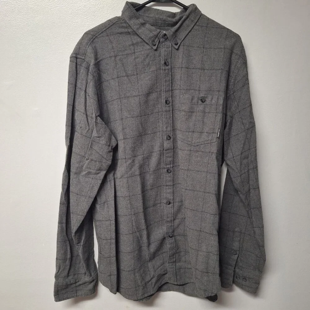 Billabong‎ Flannel Button Down Gray Youth Boys XXL Fitted Stretch
